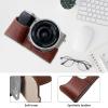 Andoer Portable Camera Protective Case Retro Style Camera Case Bottom Opening Carrying Bag with Replacement Shoulder Strap for Sony A6400/A6300/A6100/A6000 Camera, Coffee view 2
