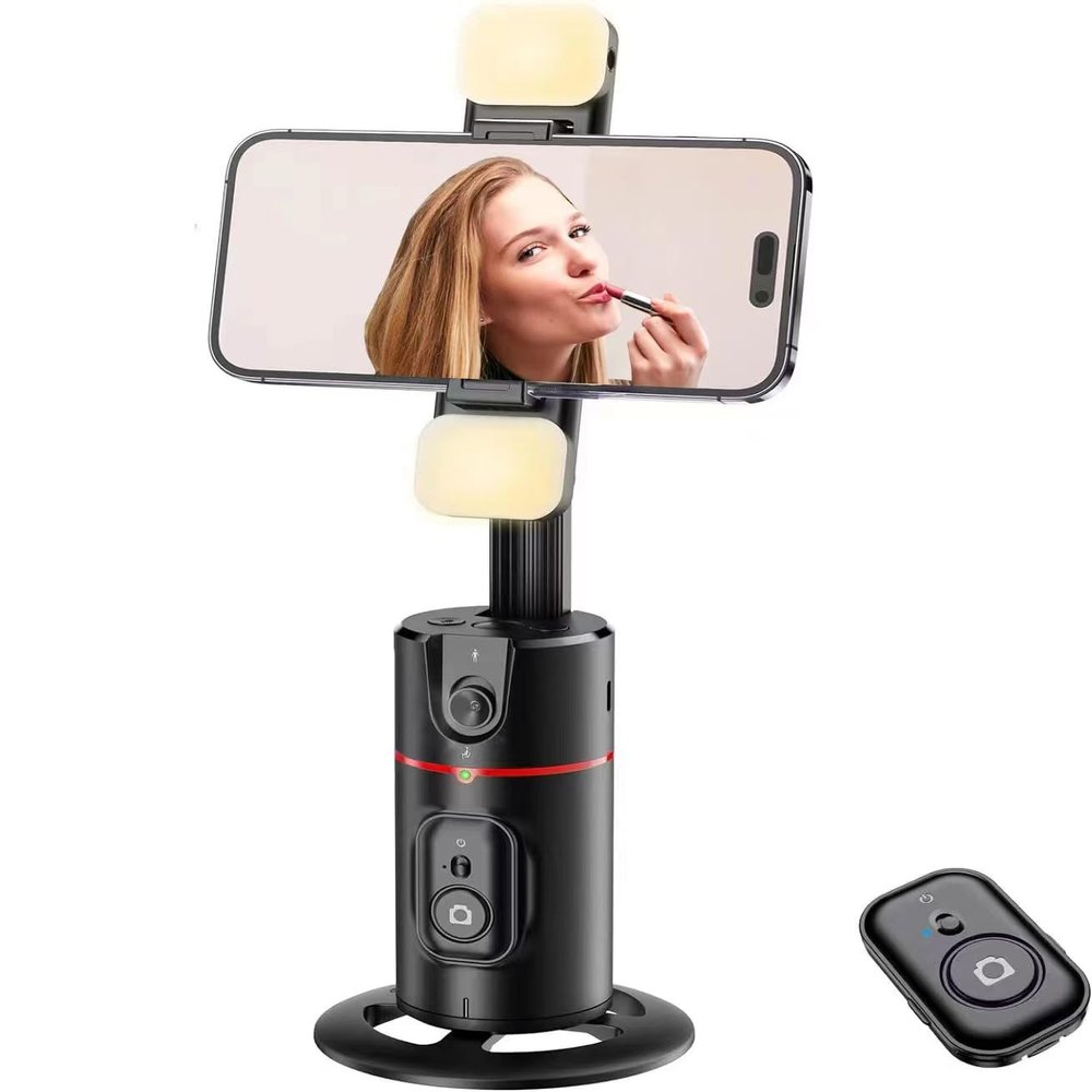 GREEN HOUSE Auto Face Tracking Phone Holder, Selfie Gimbal with Rechargeable & Detachable LED Fill Light & Detachable Controller