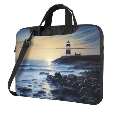15.6 inch Laptop Tote Bag Men Women The Seaside Lighthouse Shoulder Laptop Sleeve Briefcase Messenger Computer Bag