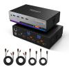 TESmart 8K@60Hz HDMI KVM Switch 2 Monitors 2 Computers USB 3.0, HDMI KVM Switch Dual Monitor 4K@144Hz for Gaming Dock, Support EDID, Gigabit Network, Hotkey Switch, Audio & Mic with All Input Cables view 1