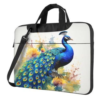 13 inch Laptop Tote Bag Men Women Peacock watercolor painting Shoulder Laptop Sleeve Briefcase Messenger Computer Bag