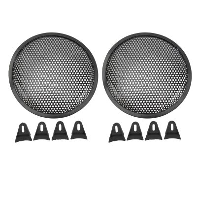 NDNCZDHC 2 Pcs Speaker Grill Cover 8 Inch Car RV Black Metal Iron Subwoofer Mesh Grill Cover