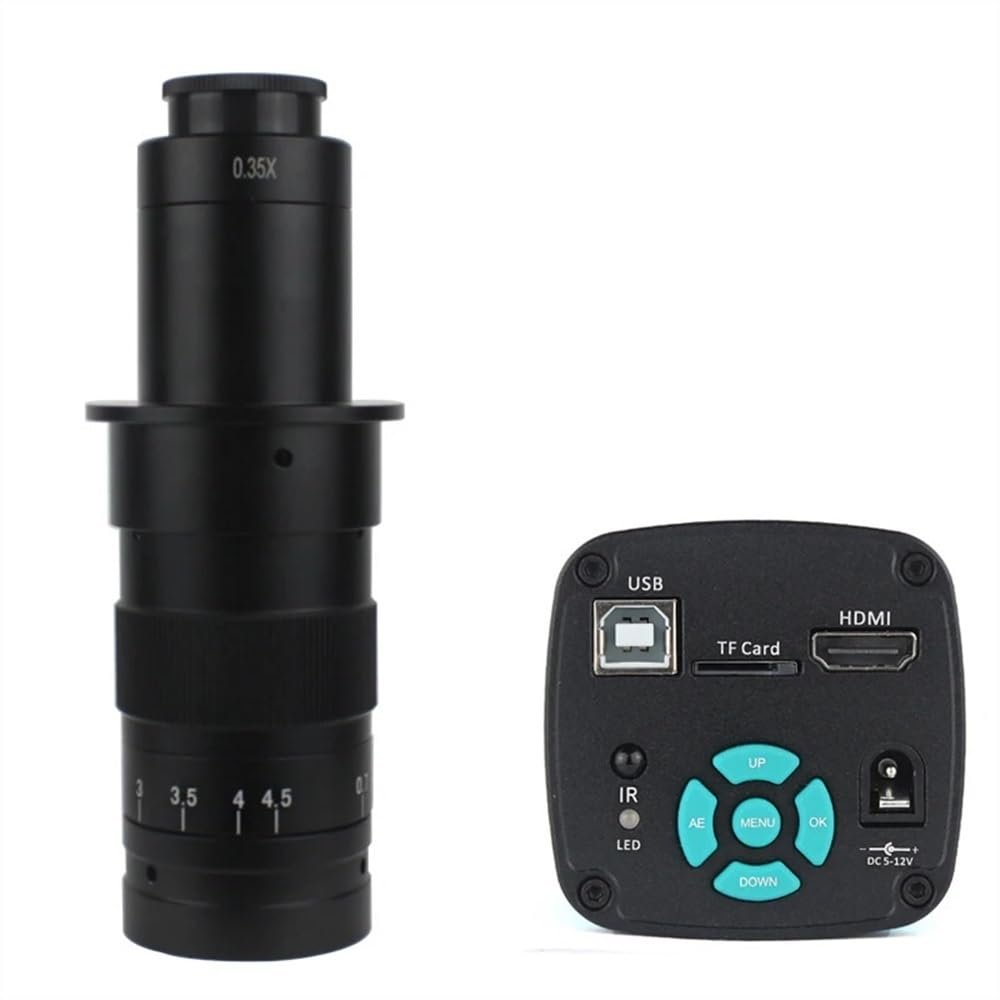 Joebo Microscope Kit 48MP 4K 1080P Video HDMI USB Microscope Camera Zoom C Mount LED Light for Acquisition of Digital Images Phone Repair Microscope Lens Adapters(Color:with 120x Lens)