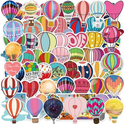 100Pcs Hot Air Balloon Stickers | Hot Air Balloon Balloons Vinyl Stickers Waterproof for Mobile Phone, Water Bottle, Laptop, Guitar, Motorcycle, Skateboard, Luggage - Decoration Gifts for Kids, Teens