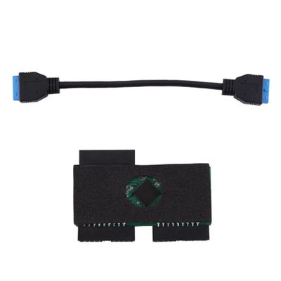 GZSHUNLI 3.0 19Pin 1 to 2 Header Extension Wire Black USB HUB with Adopting Chip and Modular Cable Line and Expansion Card, 500401037