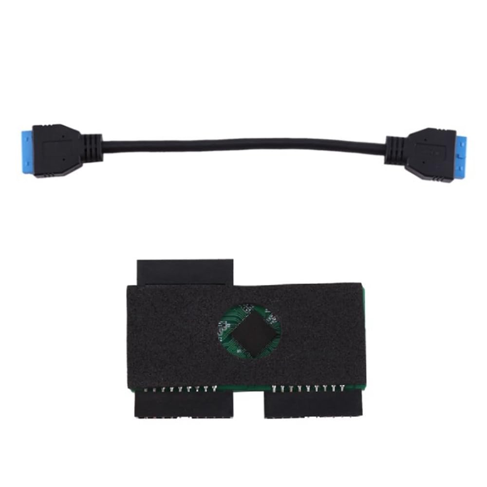 GZSHUNLI 3.0 19Pin 1 to 2 Header Extension Wire Black USB HUB with Adopting Chip and Modular Cable Line and Expansion Card, 500401037