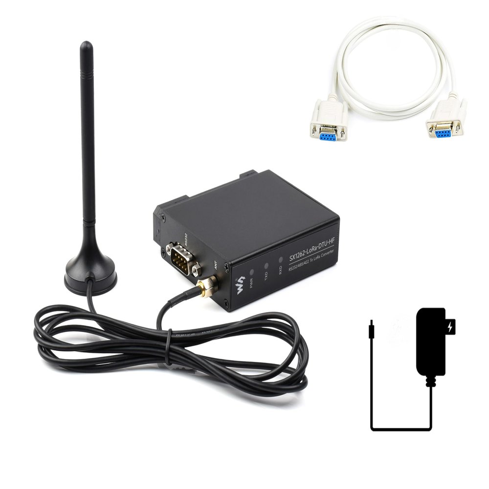 SX1262 LoRa Data Transfer Kit, RS232/RS485/RS422 to LoRa, Based on SX1262, up to 5KM Distance Communication, Suitable for Data Acquisition in Industry/Agriculture (with Serial Cable + Power Supply)