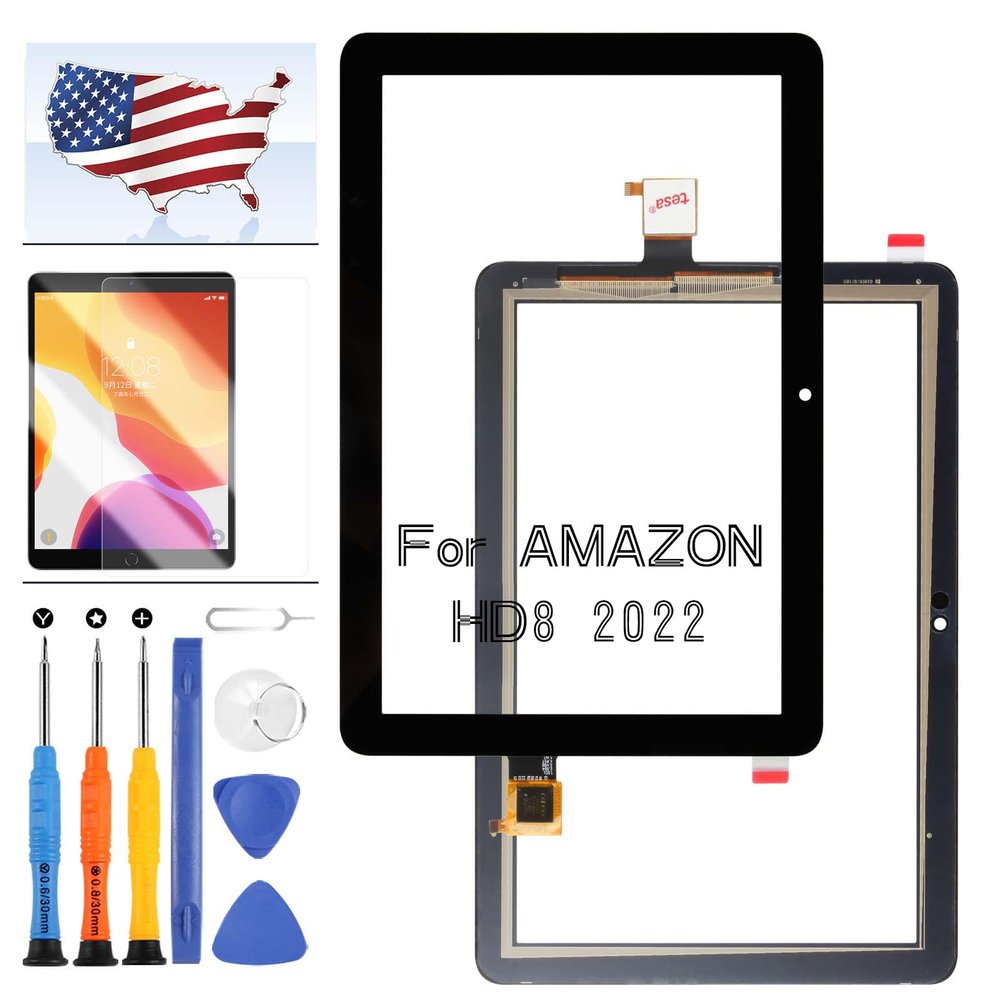 Screen for Amazon Kindle Fire HD 8 /HD 8 Plus 12th Gen 2022 Touch Screen Replaccement for Amazon Kindle Fire Tablet HD8 /HD8 Plus 12th Gen 2022 Digitizer Panel Front Glass Lens T805S R2SP8T