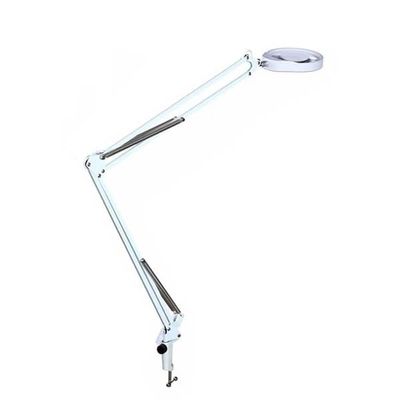 Joebo Microscope Kit Flexible Clamp-on Table Lamp with 10x 20x Magnifier Glass Swing Arm Dimmable Illuminated Magnifier HD 48 LED Lamps Microscope Lens Adapters(Color:White 470MM)