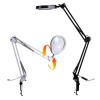Joebo Microscope Kit Flexible Clamp-on Table Lamp with 10x 20x Magnifier Glass Swing Arm Dimmable Illuminated Magnifier HD 48 LED Lamps Microscope Lens Adapters(Color:White 470MM) view 4