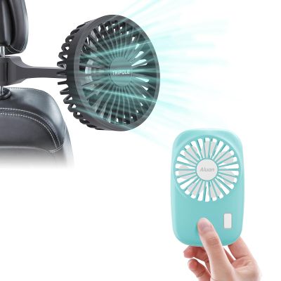 Aluan Portable Handheld Fan Rechargeable Blue Bundle USB Car Fan Speed Adjustable Fan Black