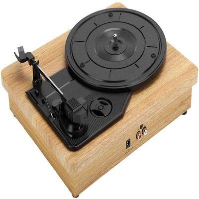DirectNine Basics Vinyl Player Vintage, Vinyl Record Player 33/45/78 RPM Turntable Support 7 10 12 Vinyl Records Film Records Dual for Audio Signal Output for RCA R/L Output USB Gramophone