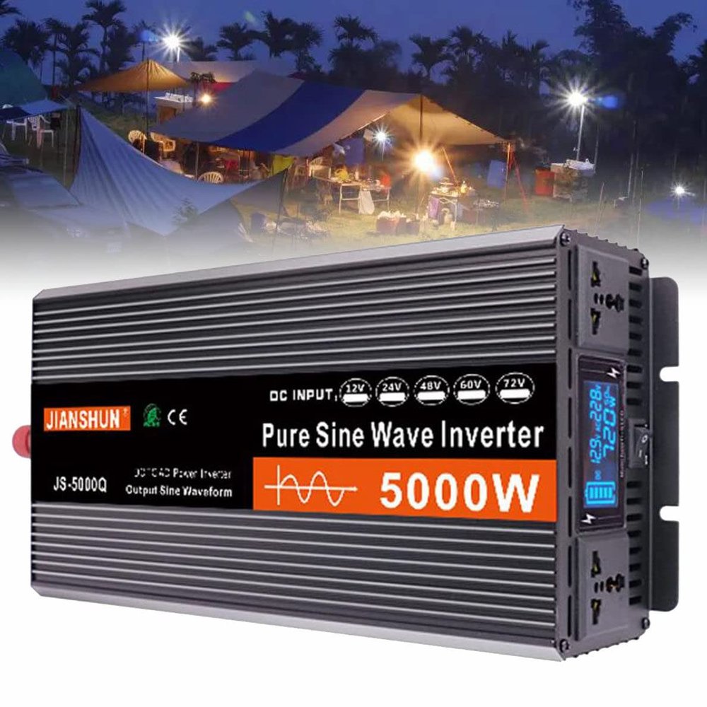 3000W/4000W/5000W/6000W Pure Sine Wave Inverter DC 12V/24V/48V/60V to AC 220V Power Inverter High Efficient Dc Power Inverters for Smartphones Tablet,5000W-12V