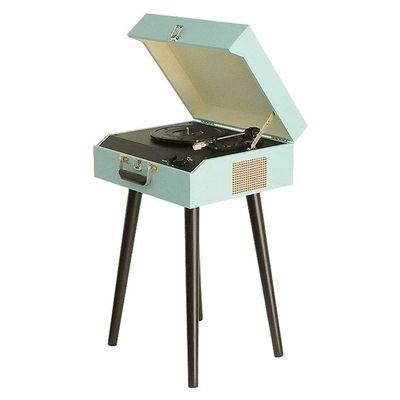 DirectNine Basics Vinyl Player Vintage, Multifunctional Portable Phonograph Suitcase Record Player Recorder&Headphone Jack Aux Input Support 3 Kinds of Speed Gift Room Decoration Old Gramophone, Blue