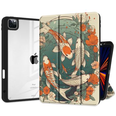 Batianda Case for New iPad Pro 13-inch Case 2025 M5 2024 M4 Chip [Built-in Pencil Holder] Shockproof Cover with Clear Transparent Back Shell Soft TPU Bumper,Auto Sleep/Wake, Fish