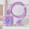 DIY Cable Protector Charger Wire Saver, 5 in 1 Data Cable 18W/20W USB-C Charger Case Line Cord Protector Compatible with iPhone 11 12 13 14 15 Pro Max - Excluding Charger and Cable (Purple Bow) view 2