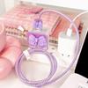 DIY Cable Protector Charger Wire Saver, 5 in 1 Data Cable 18W/20W USB-C Charger Case Line Cord Protector Compatible with iPhone 11 12 13 14 15 Pro Max - Excluding Charger and Cable (Purple Bow) view 4