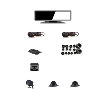 360 Panoramic Dashboard Car DVR 12-Inch Touch Screen 4 Channel FHD 1080P IPS Video Recorder 4 Split Screen Display Dash Cam(Size:32G)