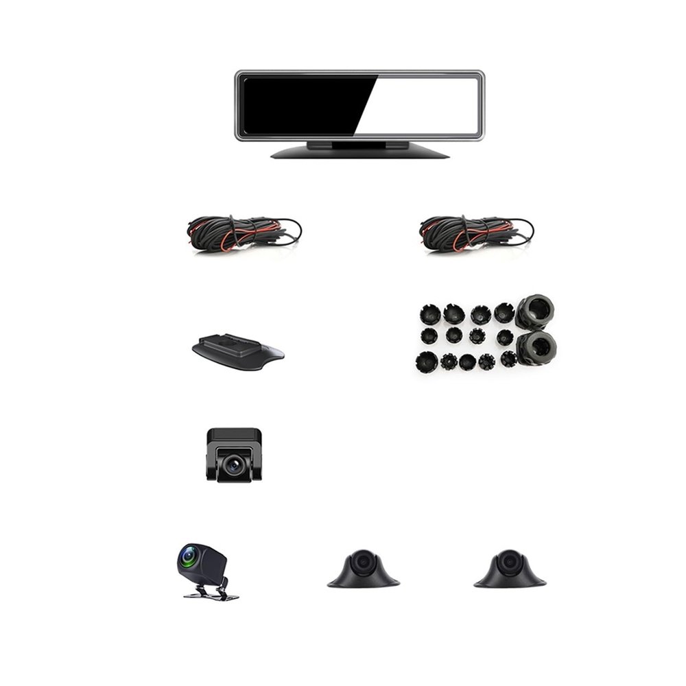 360 Panoramic Dashboard Car DVR 12-Inch Touch Screen 4 Channel FHD 1080P IPS Video Recorder 4 Split Screen Display Dash Cam(Size:32G)