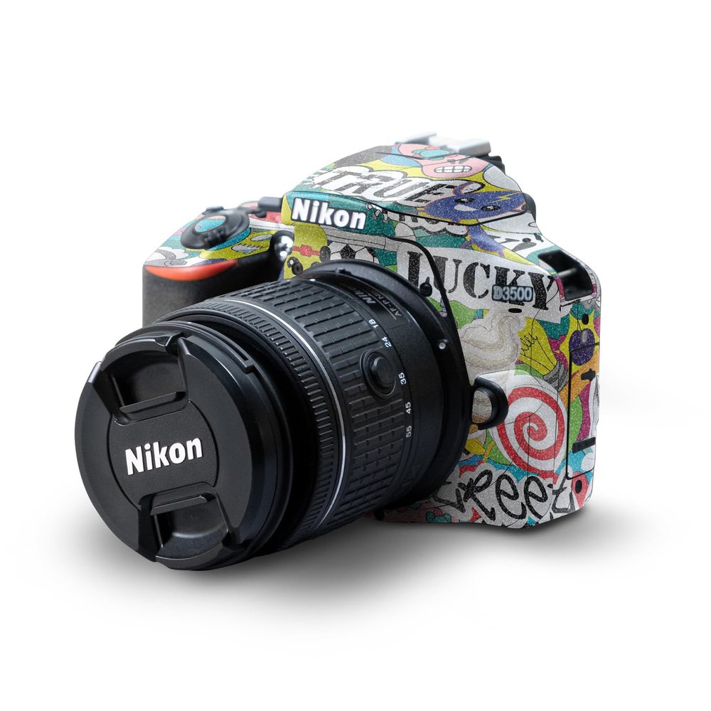 Glossy Glitter Skin Compatible with Nikon D3500 Camera - Sticker Bomb - Premium 3M Vinyl Protective Wrap Decal Cover - Easy to Apply | Crafted in The USA by MightySkins