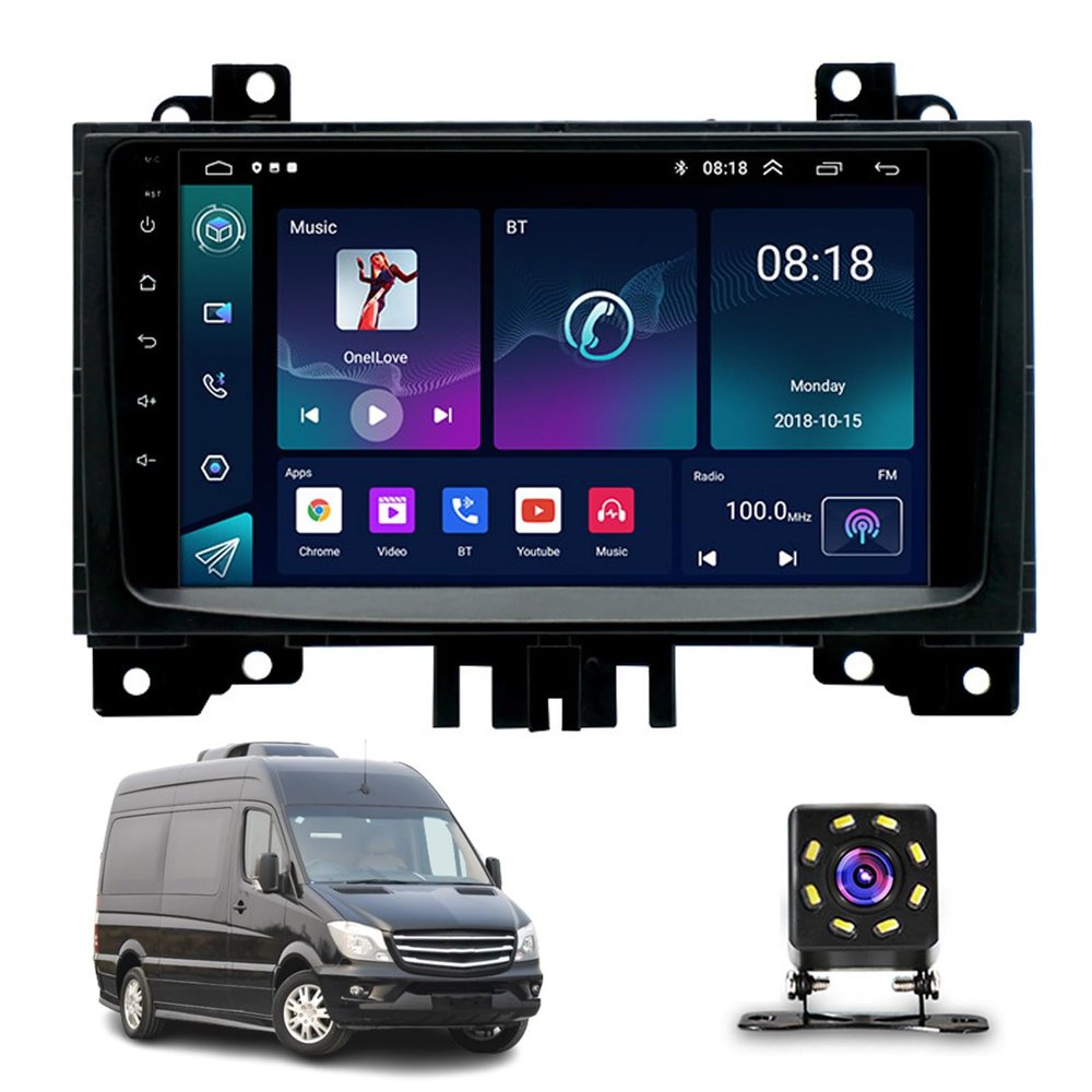 AZUIQIMENG Android 13 Radio Double Din Car Stereo Sat Nav for Mercedes-Benz Sprinter (2006-2017) GPS Navigation 9'' Headunit MP5 Multimedia Video Player FM Receiver With WiFi DSP Carplay(Size:Quad Cor
