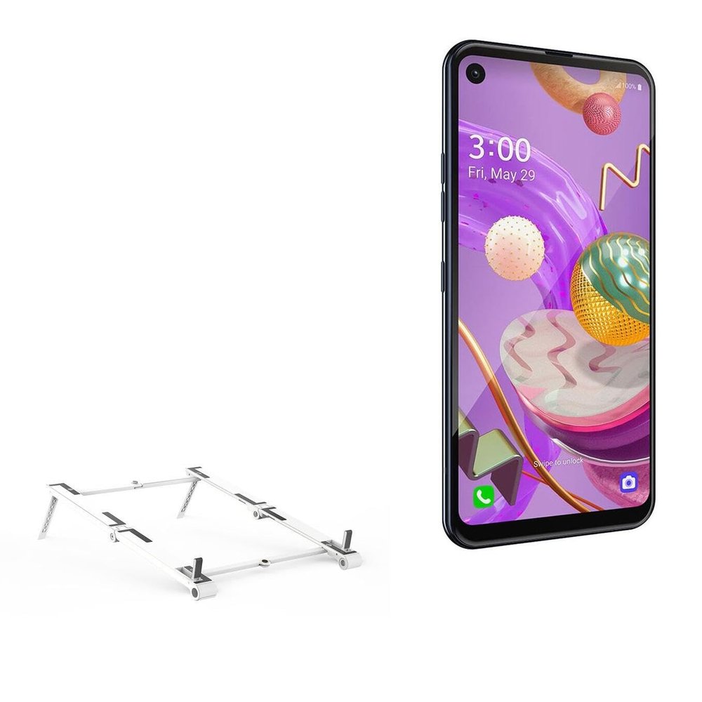 BoxWave Stand and Mount Compatible with LG Q70 LMQ260QM.AUSAMB (6.4 in) - Pocket Aluminum Stand 3-in-1, Portable Multi Angle Viewing Riser - Metallic Silver