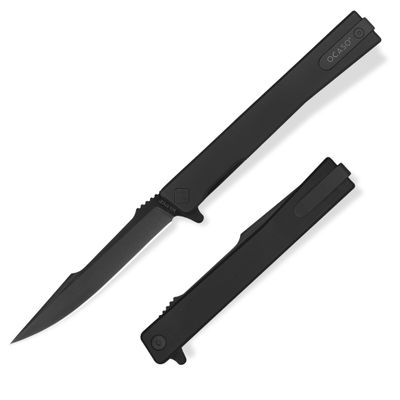 OCASO - Solstice Gentleman's Knife, 3.5" S35VN Steel, Titanium or Carbon Fiber, Ambidextrous Deep Carry Pocket Clip, Harpoon Blade 9HTB