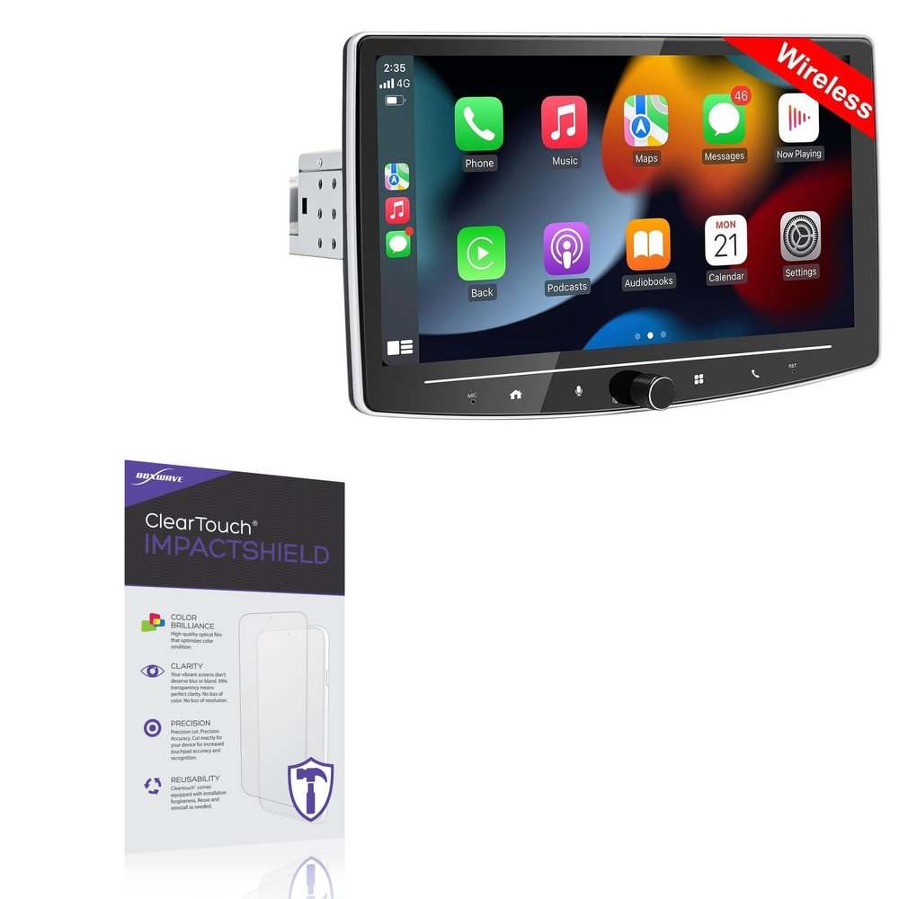 BoxWave Screen Protector Compatible with BOUWOIMA Single Din Touchscreen Car Stereo (10 in) - ClearTouch ImpactShield (2-Pack), Impenetrable Screen Protector Flexible Film