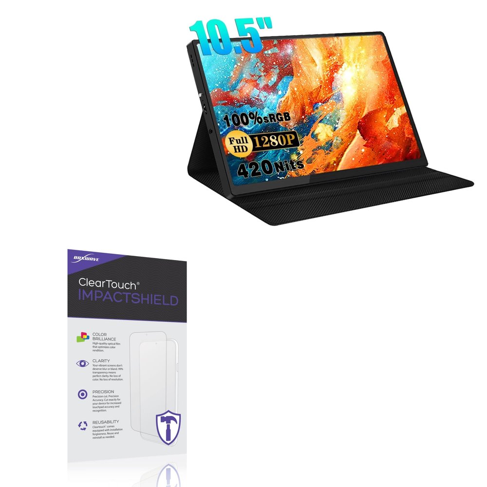 BoxWave Screen Protector Compatible with Zeuslap Z10T Portable Monitor (10.5 in) - ClearTouch ImpactShield (2-Pack), Impenetrable Screen Protector Flexible Film