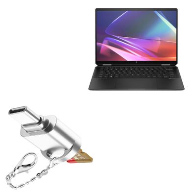 BoxWave Adapter Compatible with HP Spectre x360 (14t-eu000 14 in) - Micro SD Card miniReader, USB Type-C OTG Reader USB3.0 Adapter Keychain - Metallic Silver