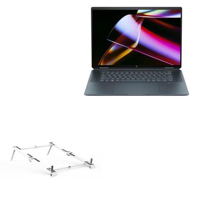 BoxWave Stand and Mount Compatible with HP Spectre x360 (16-aa0047nr) - Pocket Aluminum Stand 3-in-1, Portable Multi Angle Viewing Riser - Metallic Silver