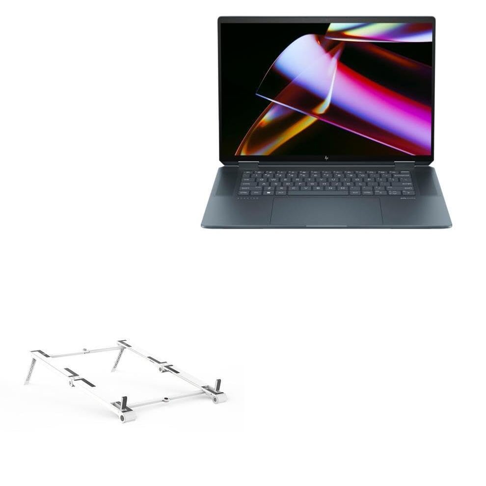 BoxWave Stand and Mount Compatible with HP Spectre x360 (16-aa0047nr) - Pocket Aluminum Stand 3-in-1, Portable Multi Angle Viewing Riser - Metallic Silver
