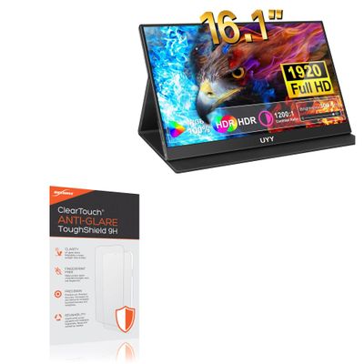 BoxWave Screen Protector Compatible with UYY Newest Portable Monitor PC Screen (16.1 in) - ClearTouch Anti-Glare ToughShield 9H (2-Pack), Anti-Glare 9H Tough Flexible Film Screen Protector