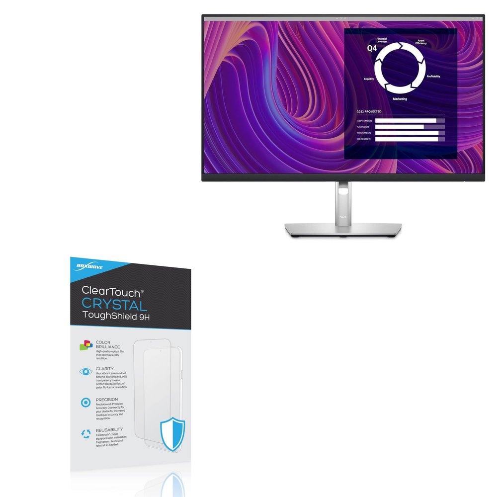 BoxWave Screen Protector Compatible with Dell P2723D (27 in) - ClearTouch Crystal ToughShield 9H (2-Pack), Clear 9H Tough Flexible Film Screen Protector