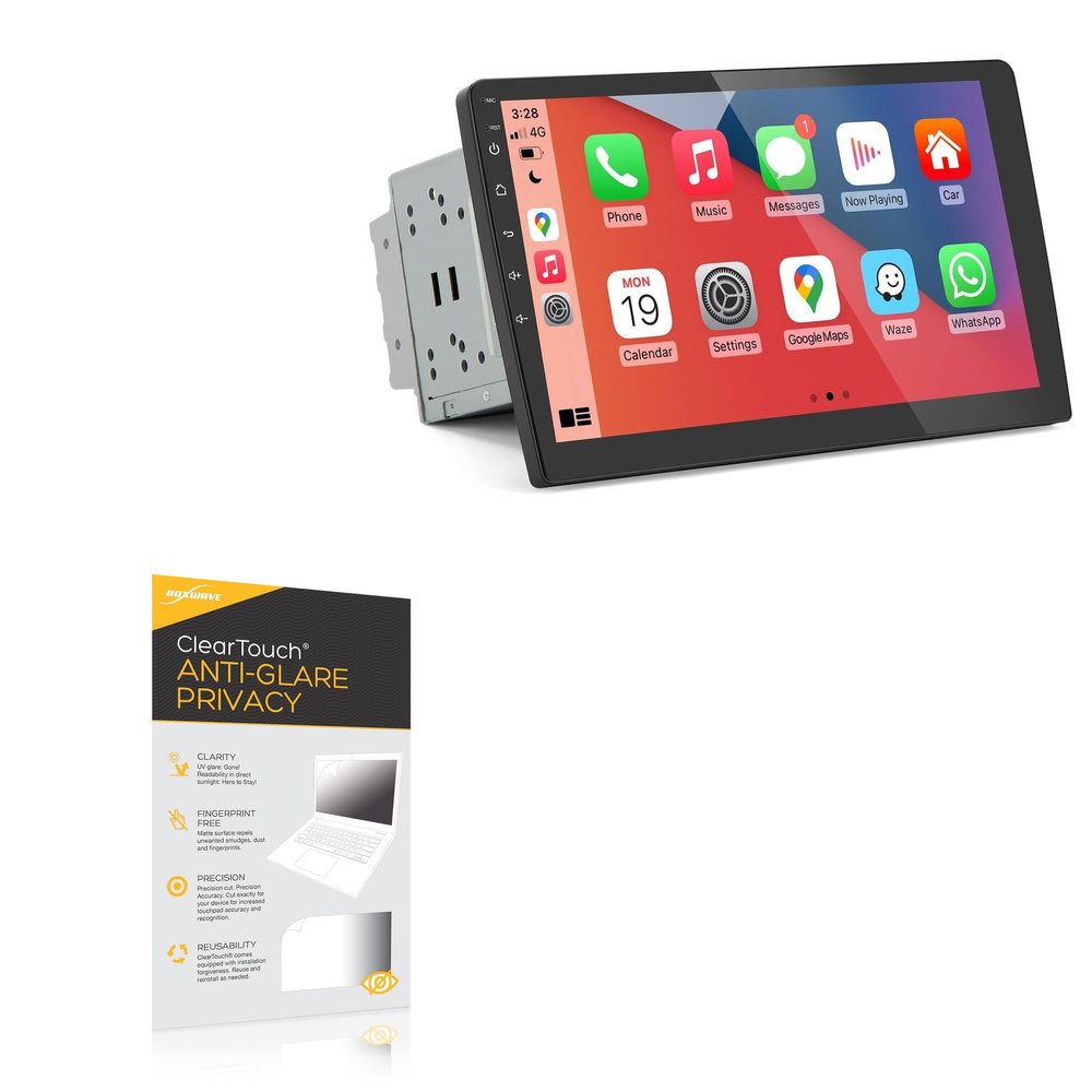 BoxWave Screen Protector Compatible with Smaxthsen Double Din Stereo Wireless Car Stereo (10 in) - ClearTouch Anti-Glare Privacy (2-Pack), Privacy Screen Protector Flexible Film Anti-Glare