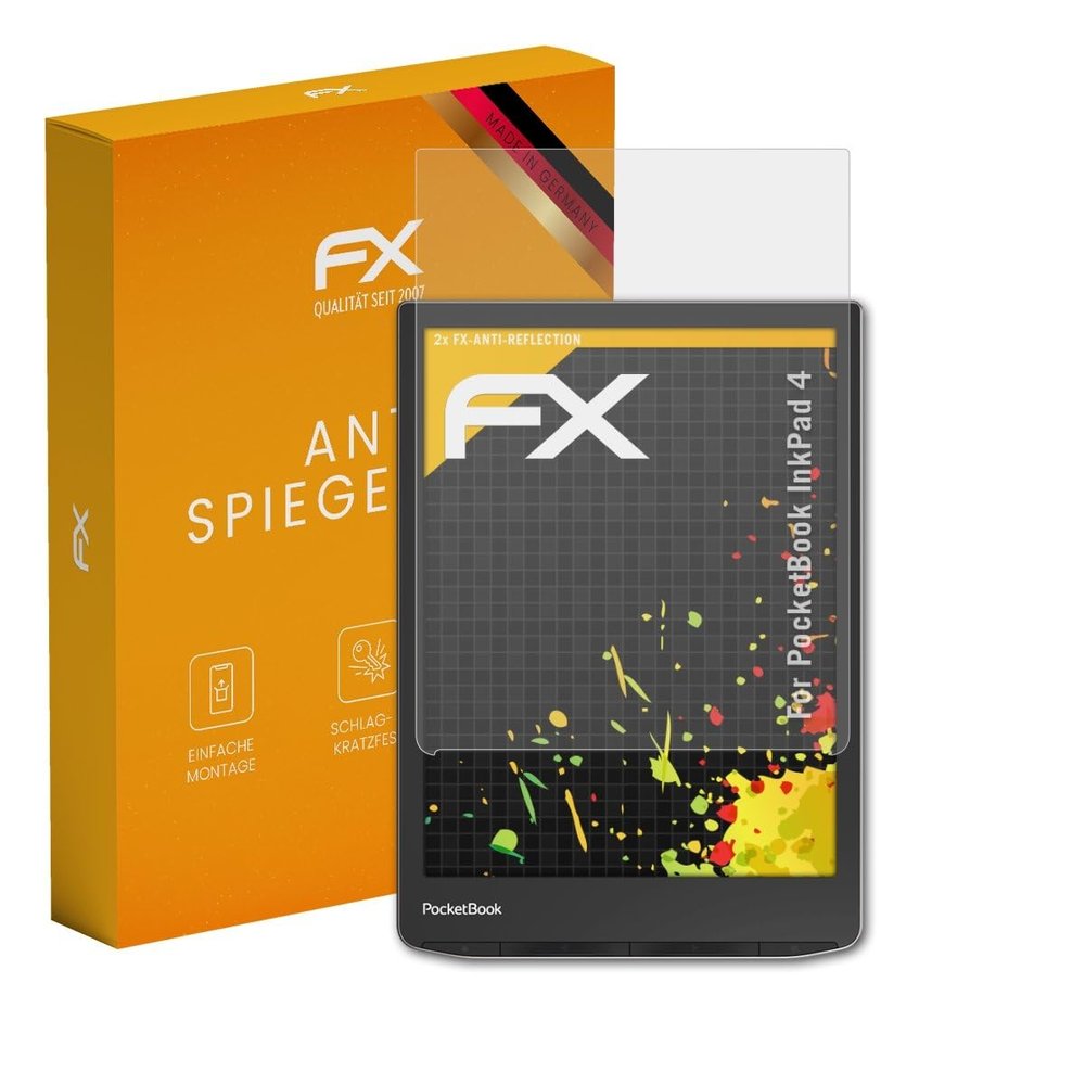 atFoliX Screen Protector compatible with PocketBook InkPad 4 Screen Protection Film, anti-reflective and shock-absorbing FX Protector Film (2X)