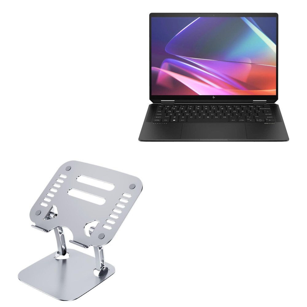 BoxWave Stand and Mount Compatible with HP Spectre x360 (14t-eu000 14 in) - Executive VersaView Laptop Stand, Ergonomic Adjustable Viewing Angle Metallic Riser - Metallic Silver