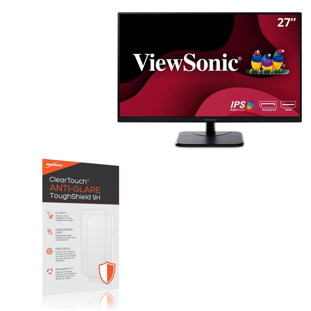 BoxWave Screen Protector Compatible with Viewsonic VA2756-MHD (27 in) - ClearTouch Anti-Glare ToughShield 9H (2-Pack), Anti-Glare 9H Tough Flexible Film Screen Protector