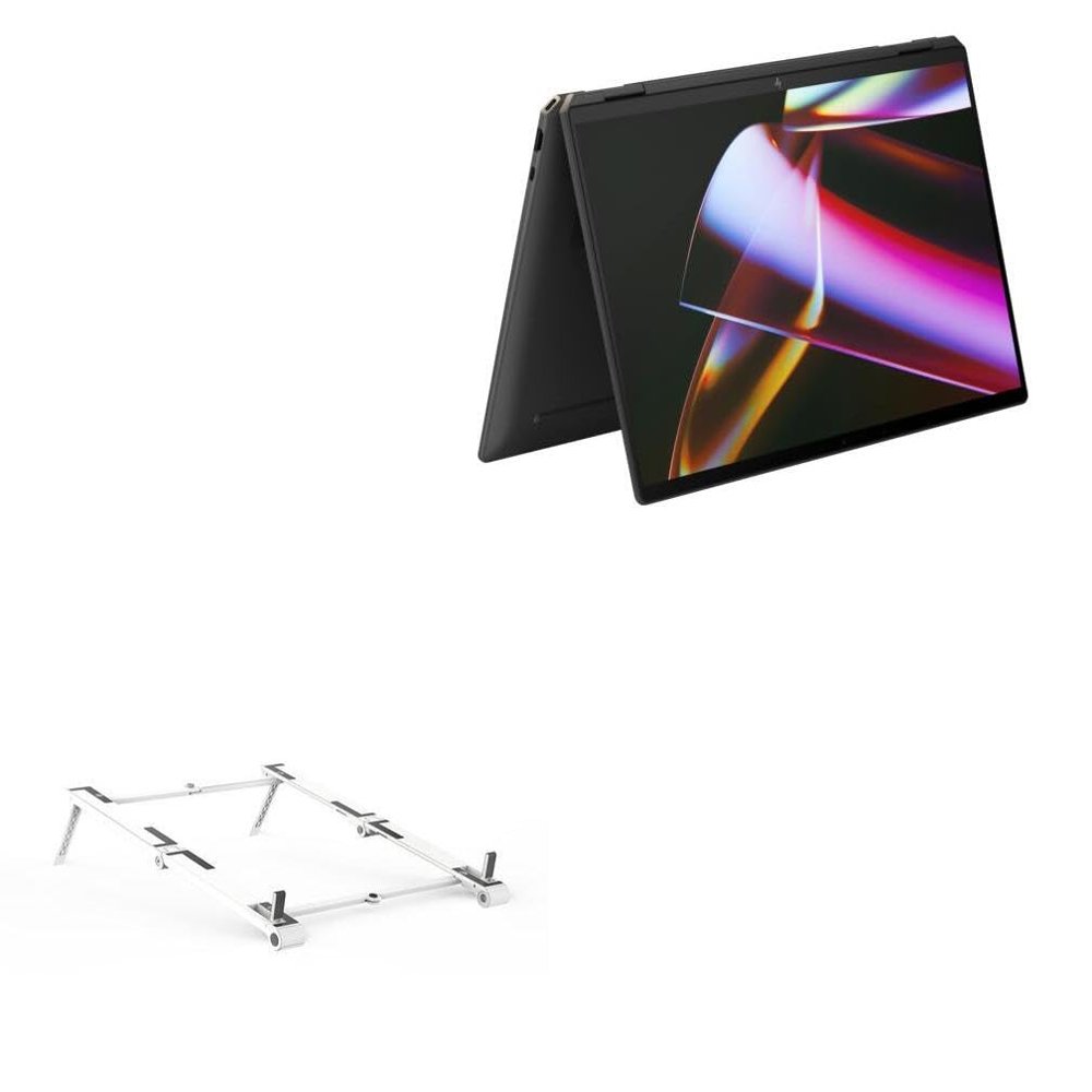 BoxWave Stand and Mount Compatible with HP Spectre x360 (16t-aa000 16.1in) - Pocket Aluminum Stand 3-in-1, Portable Multi Angle Viewing Riser - Metallic Silver