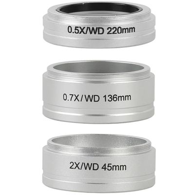 ZTBH Microscope Accessories Kit WD 0.5X 0.7X 2.0X G-AL Stereo Microscope Trinocular Microscope Auxiliary Objective Lens Barlow Lens 54.8mm for SMZ645 745 Microscope Slides(Color:0.5X 0.7X 2X)