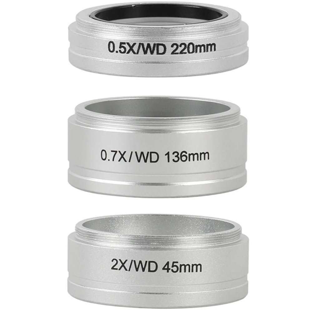 ZTBH Microscope Accessories Kit WD 0.5X 0.7X 2.0X G-AL Stereo Microscope Trinocular Microscope Auxiliary Objective Lens Barlow Lens 54.8mm for SMZ645 745 Microscope Slides(Color:0.5X 0.7X 2X)