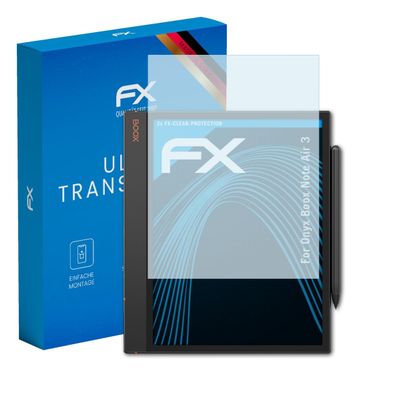 atFoliX Screen Protection Film compatible with Onyx Boox Note Air 3 Screen Protector, ultra-clear FX Protective Film (2X)
