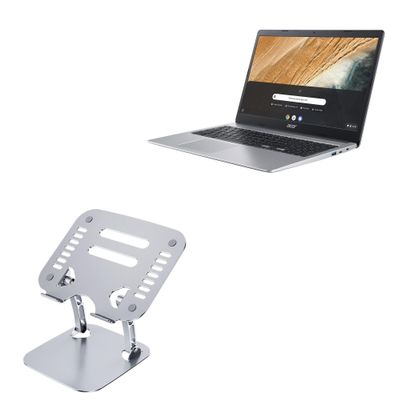 BoxWave Stand and Mount Compatible with Acer Chromebook 315 CB315-3HT-C3J0 (15.6 in) - Executive VersaView Laptop Stand, Ergonomic Adjustable Viewing Angle Metallic Riser - Metallic Silver