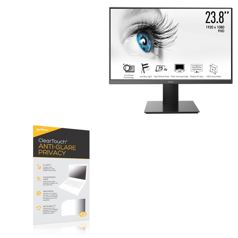 BoxWave Screen Protector Compatible with MSI Pro MP241X (24 in) - ClearTouch Anti-Glare Privacy (2-Pack), Privacy Screen Protector Flexible Film Anti-Glare