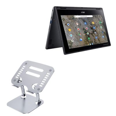 BoxWave Stand and Mount Compatible with Acer Chromebook Spin 311 R721T (11.3 in) - Executive VersaView Laptop Stand, Ergonomic Adjustable Viewing Angle Metallic Riser - Metallic Silver