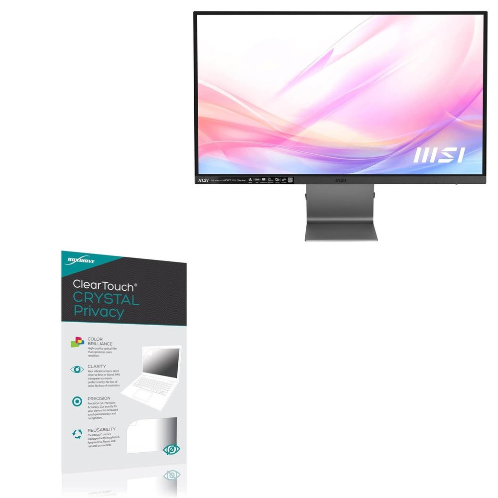 BoxWave Screen Protector Compatible with MSI Modern MD271UL (27 in) - ClearTouch Crystal Privacy (2-Pack), Privacy Screen Protector Flexible Film Clear