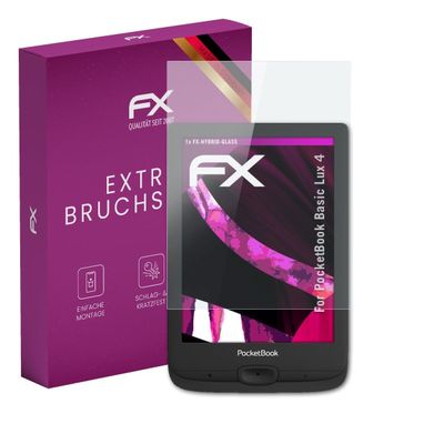 atFoliX Plastic Glass Protective Film compatible with PocketBook Basic Lux 4, 9H Hybrid-Glass FX Screen Protector