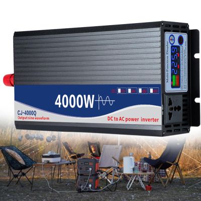 4000 W Inverter Pure Sine Wave DC 12V/24V/48V to 110V/220V AC Power Inverters with AC Outlets, Car Inverter Solar Power Inverters for Vehicles Home,DC12VtoAC110V