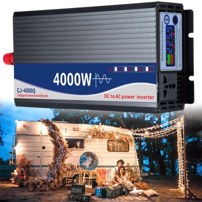 4000W Pure Sine Wave Power Inverter 12V/24V/48V DC to AC 110V/220V with AC Outlets Car Inverter and Port Cooling Fans,for Home RV,DC12VtoAC110V