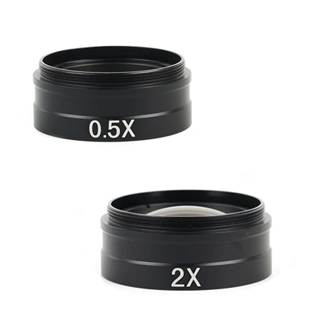 JOEBO Microscope Kit 0.75X 2X 0.5X Barlow Auxiliary Objective Glass Lens for 300X 200X 180X Mount Lens Industry Digital Video Microscope Camera Microscope Lens Adapters(Color:0.5X 2.0X)